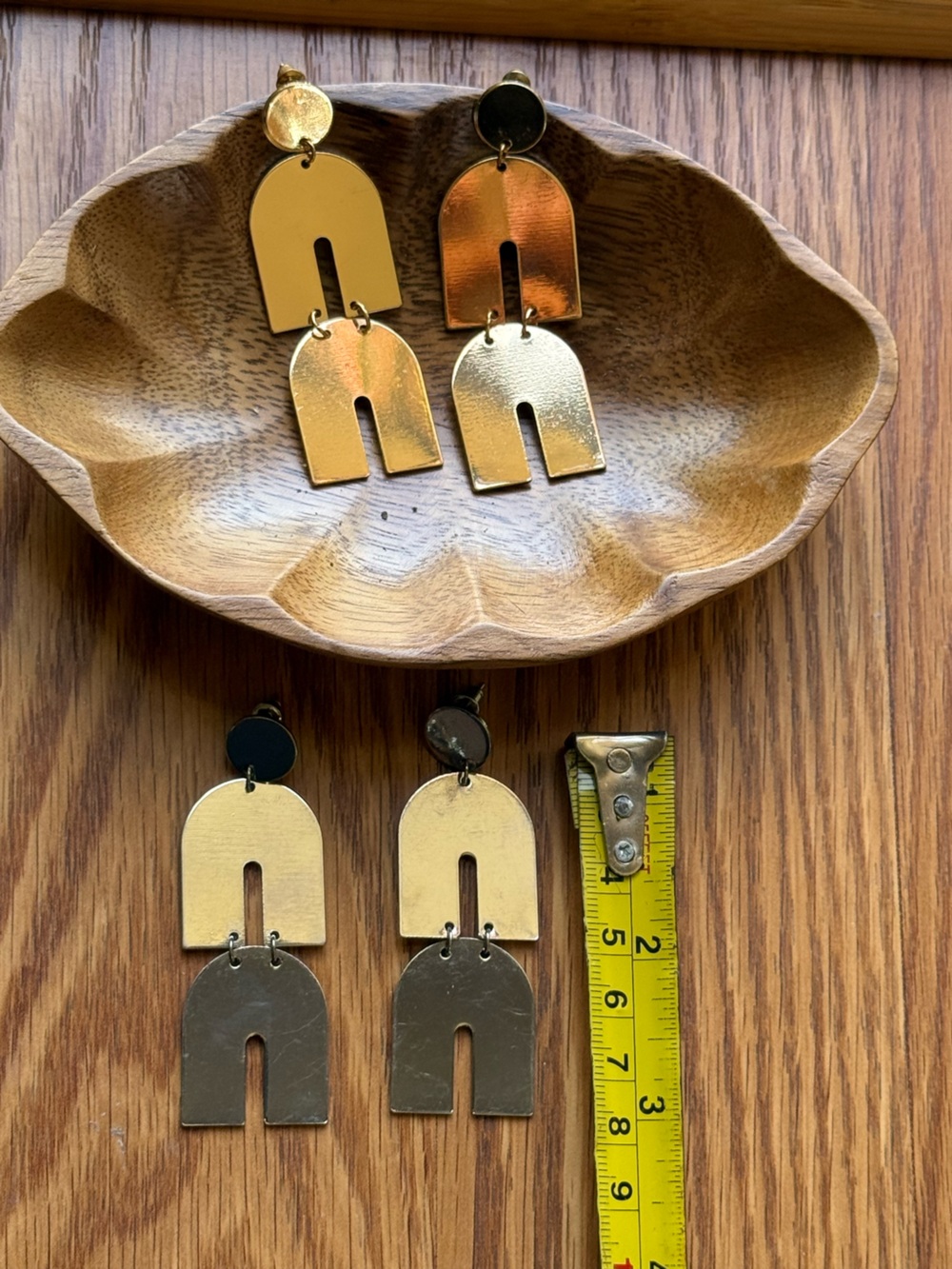 Metallic Gold and Silver Arch Dangle Earrings